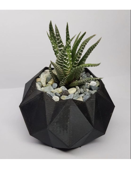 Macetero Negro Hexagonal 3D PLA